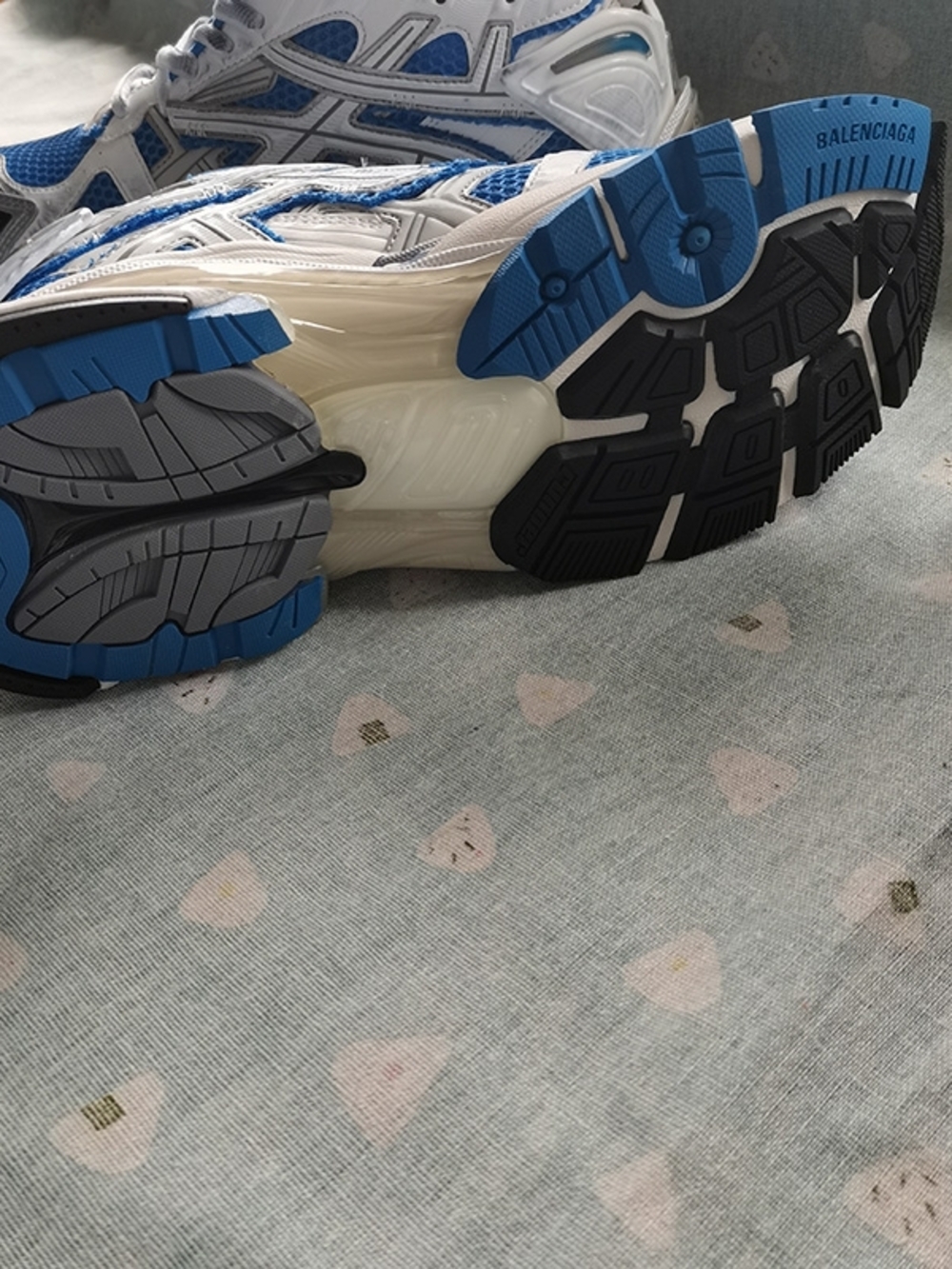 Balenciaga Blue, White & Silver Runner Sneakers - Picture 9 of 10